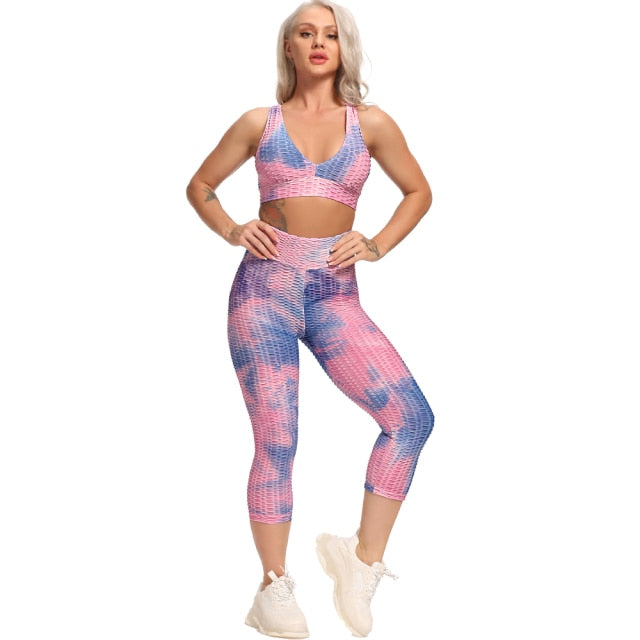 Textured Women Fitness Suit with Capri Leggings - petssportsandmore