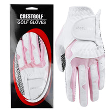 Load image into Gallery viewer, CRESTGOLF Women Golf Glove Set with Microfiber Cloth Material Anti-Slip Design Soft Fabric Ladies Left and Right Hand White/Pink - petssportsandmore
